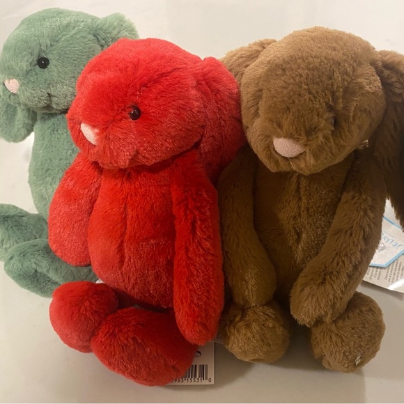 NWT Retired Jellycat Bashful Bunny Holiday Trio - cranberry, nutmeg, and ivy - Picture 9 of 11